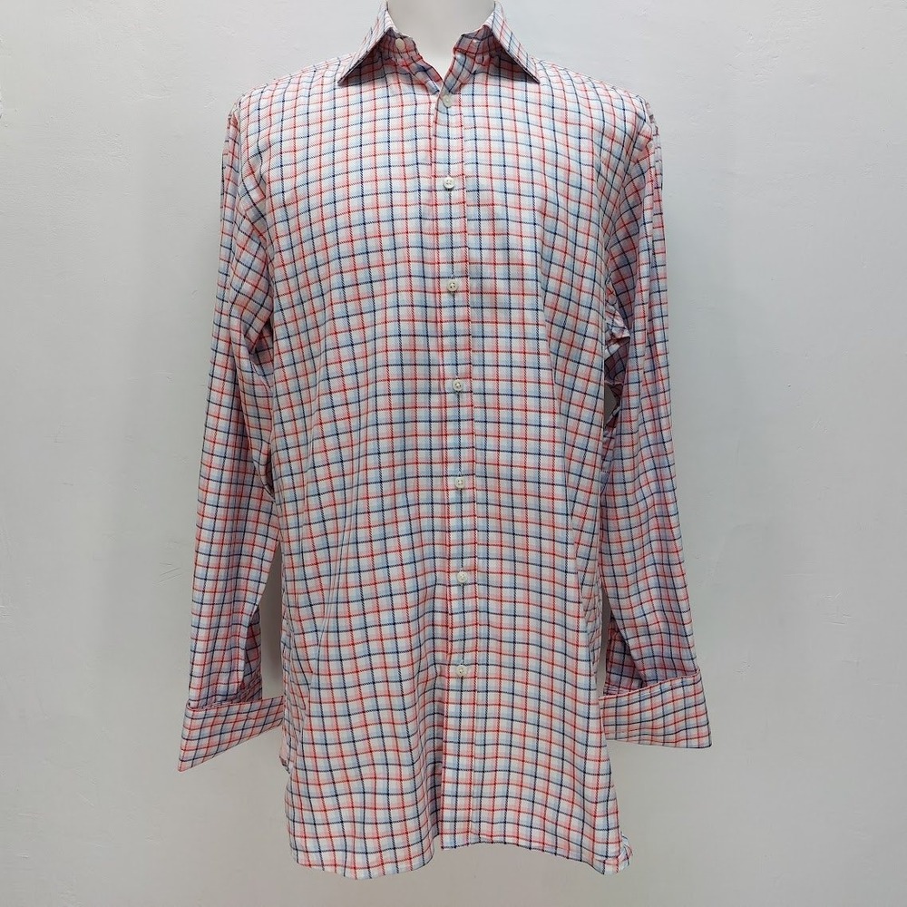 Thomas Pink Dress Shirt Men's 16-36.5 Multi Color Prestige Cotton French Cuff